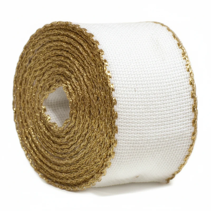 Nastro 5 cm bordo tela aida ricamo punto croce bordino oro