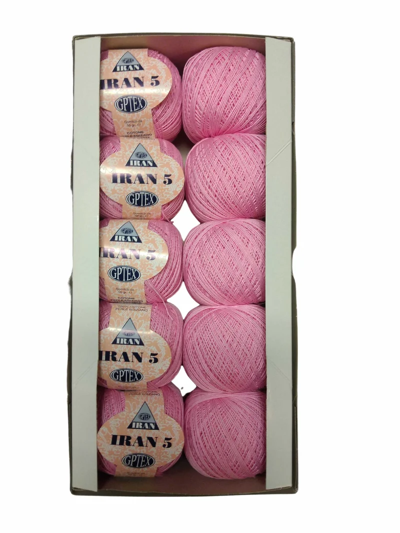 10 Gomitoli Filato di Cotone Egiziano Iran per Uncinetto n°5 in Confezione da 500gr 17 Colori