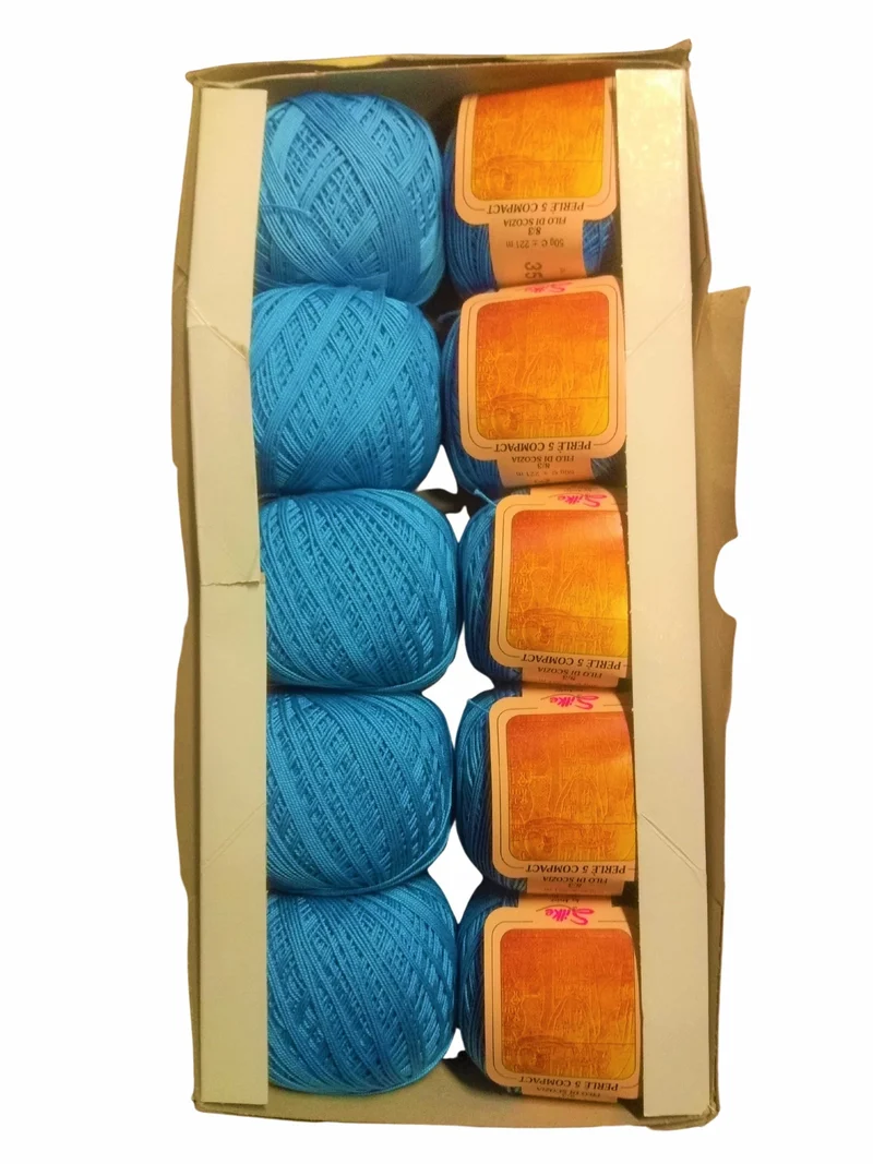 10 Gomitoli Filato di Cotone Egiziano Iran per Uncinetto n°5 in Confezione da 500gr 17 Colori