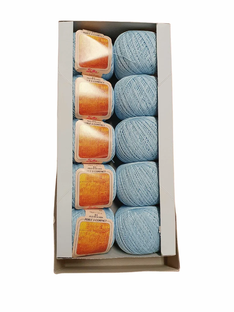 10 Gomitoli Filato di Cotone Egiziano Iran per Uncinetto n°5 in Confezione da 500gr 17 Colori