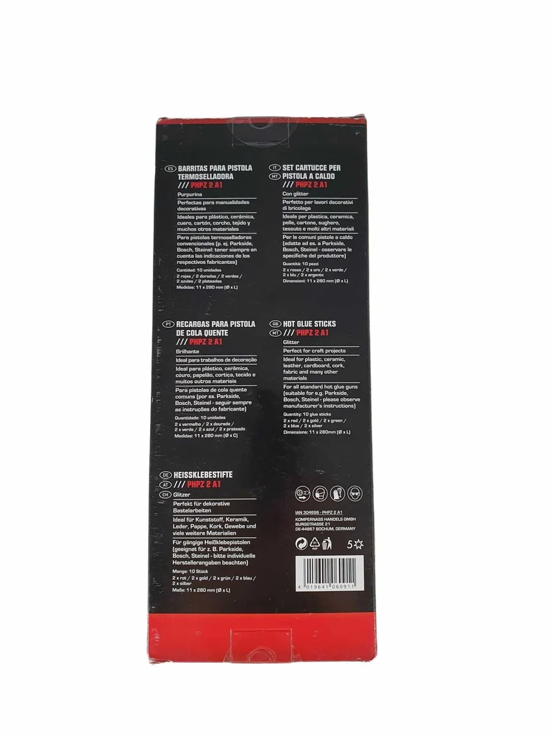 Set ricambio cartucce per pistola a caldo con glitter 10 unità diametro 11 28mm