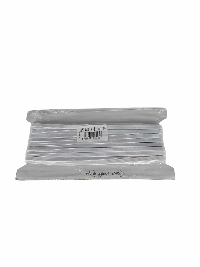 Elastico lavabile numero 8 bianco altezza 6mm ideale confezionare mascherine