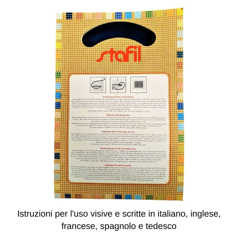 Stafil il kit Ricamo Mezzo Punto Consente di Realizzare un Quadro da Ricamare anche a Punto Croce, Stampa, Ago, Filati in Cotone Lanato e Istruzioni