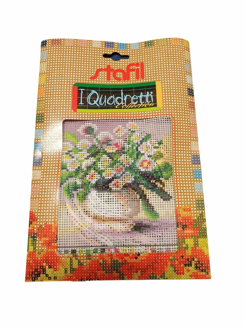 Stafil il kit Ricamo Mezzo Punto Consente di Realizzare un Quadro da Ricamare anche a Punto Croce, Stampa, Ago, Filati in Cotone Lanato e Istruzioni