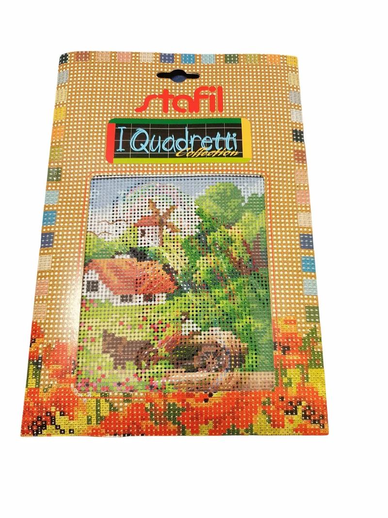 Stafil il kit Ricamo Mezzo Punto Consente di Realizzare un Quadro da Ricamare anche a Punto Croce, Stampa, Ago, Filati in Cotone Lanato e Istruzioni