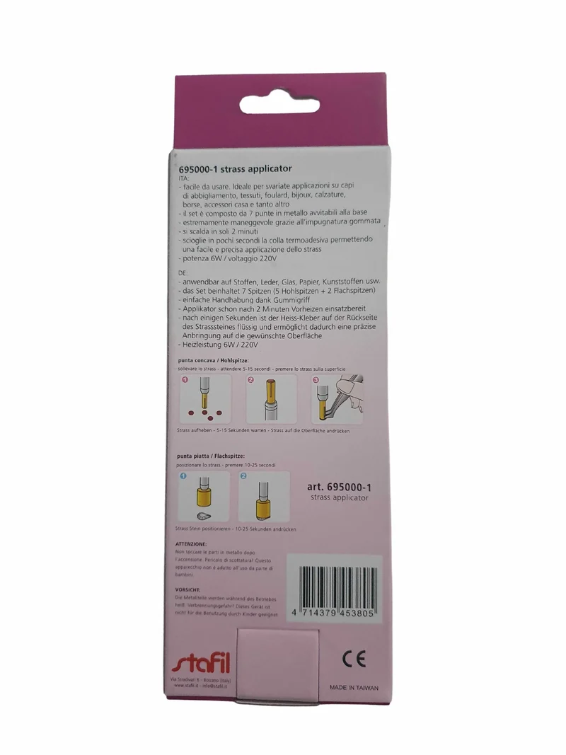 Applicator Strass Elettrico Set 7 Punte diverse Misure Applicazione