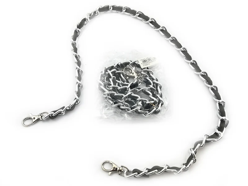 Catena in metallo con profilo ecopelle | 75 cm | per borse e tracolle