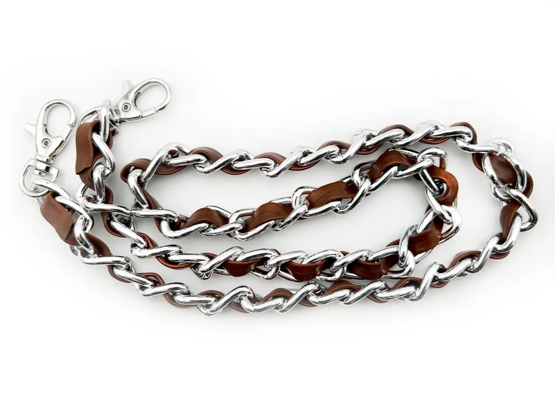 Catena in metallo con profilo ecopelle | 75 cm | per borse e tracolle