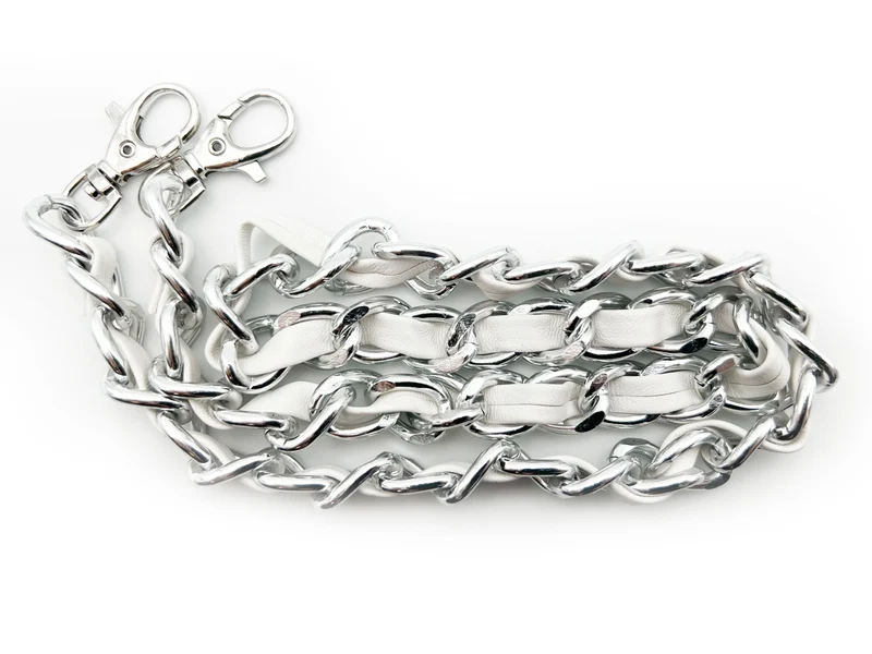 Catena in metallo con profilo ecopelle | 75 cm | per borse e tracolle
