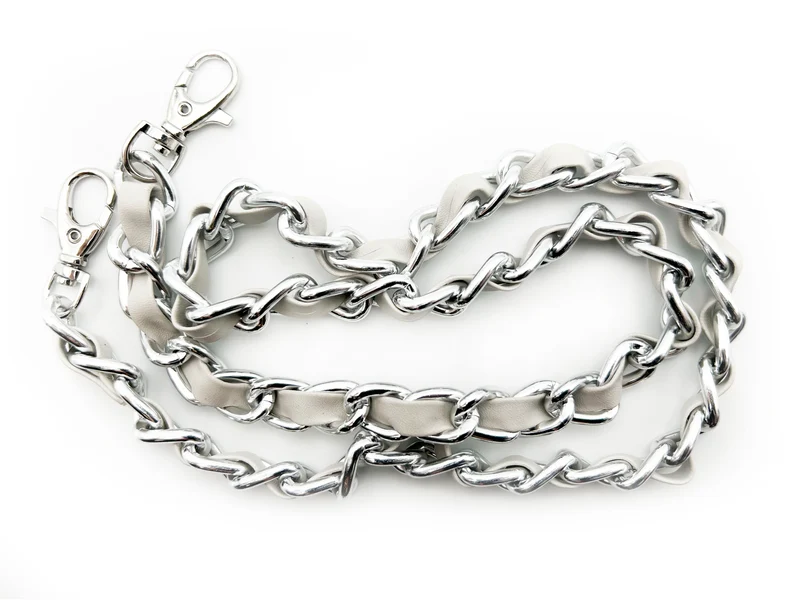 Catena in metallo con profilo ecopelle | 75 cm | per borse e tracolle