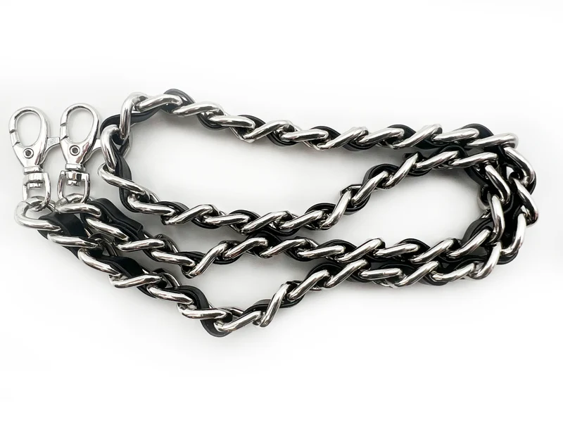 Catena in metallo con profilo ecopelle | 75 cm | per borse e tracolle