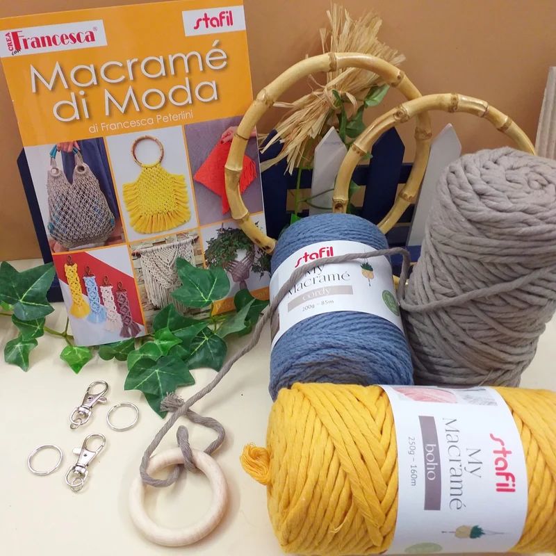 Macramè nodi corda schemi Kit manuale per borsa, zainetto, portapianta
