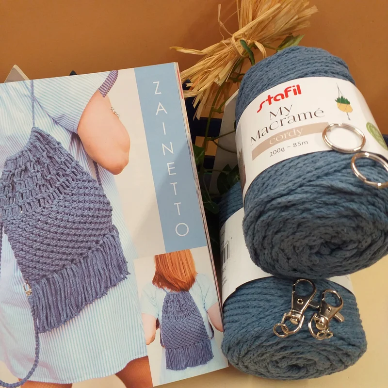 Macramè nodi corda schemi Kit manuale per borsa, zainetto, portapianta