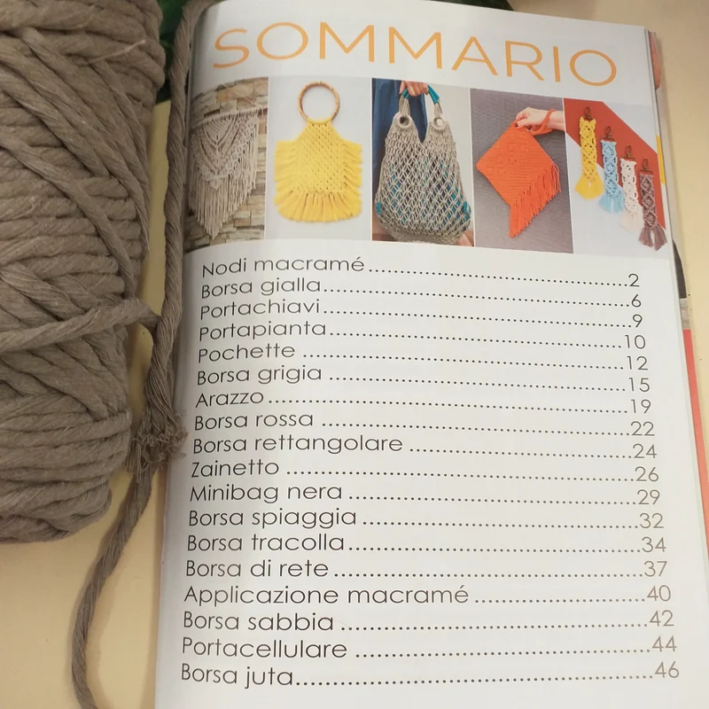 Macramè nodi corda schemi Kit manuale per borsa, zainetto, portapianta