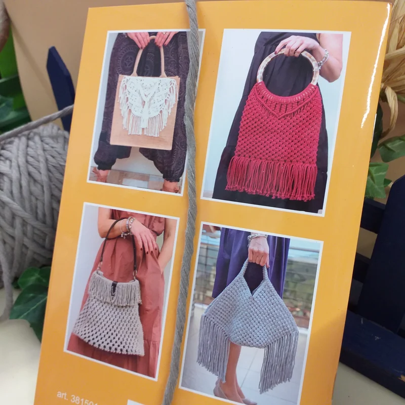 Macramè nodi corda schemi Kit manuale per borsa, zainetto, portapianta