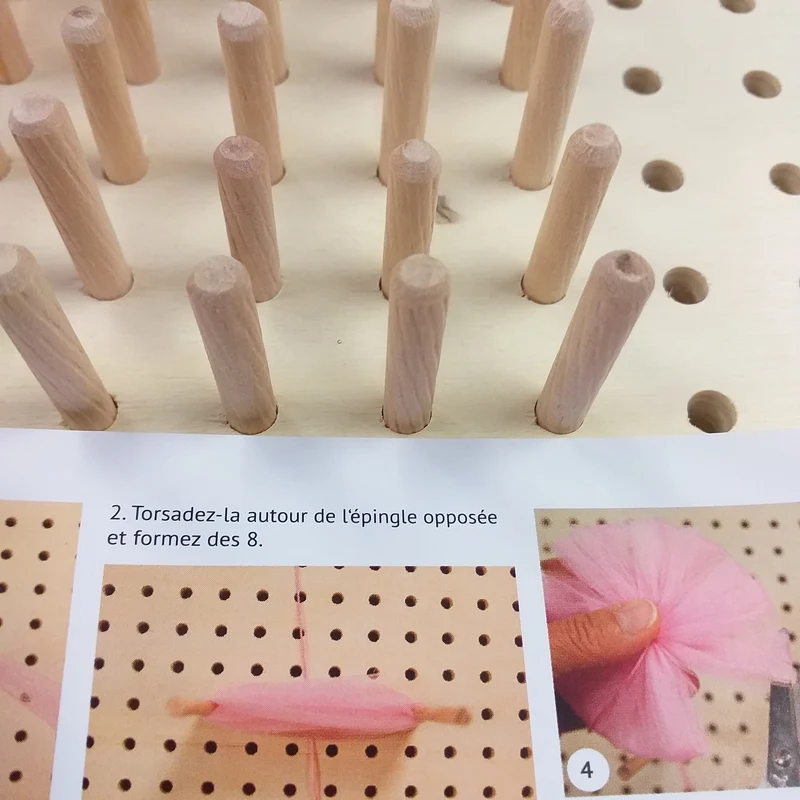 Telaio legno tessitura mattonelle granny pom pom fiocchi e istruzioni