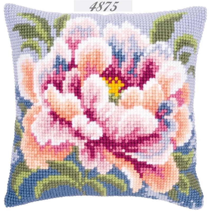 Fiori rose kit tela fili schemi ricamare cuscino mezzo punto croce
