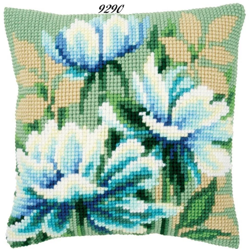 Fiori rose kit tela fili schemi ricamare cuscino mezzo punto croce
