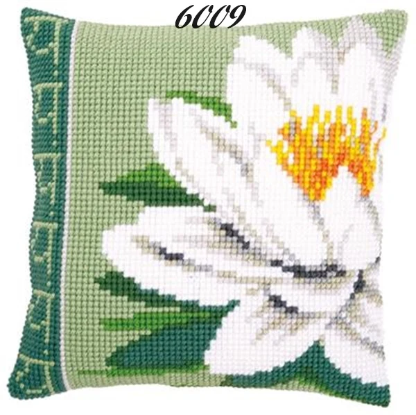 Fiori rose kit tela fili schemi ricamare cuscino mezzo punto croce