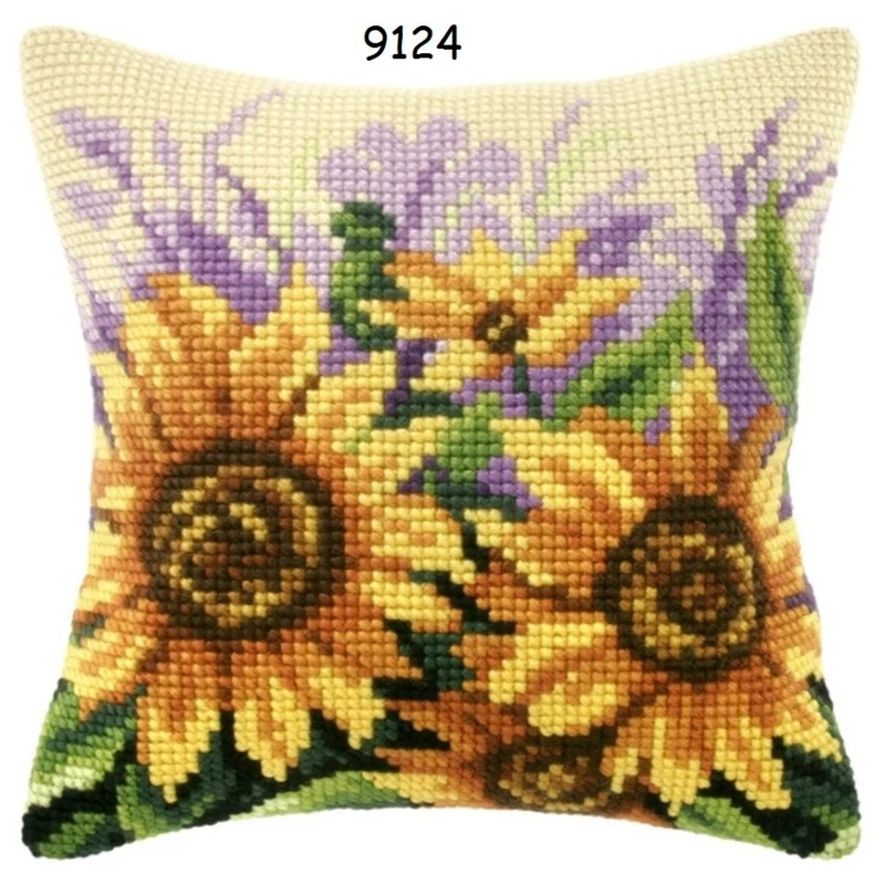 Fiori rose kit tela fili schemi ricamare cuscino mezzo punto croce