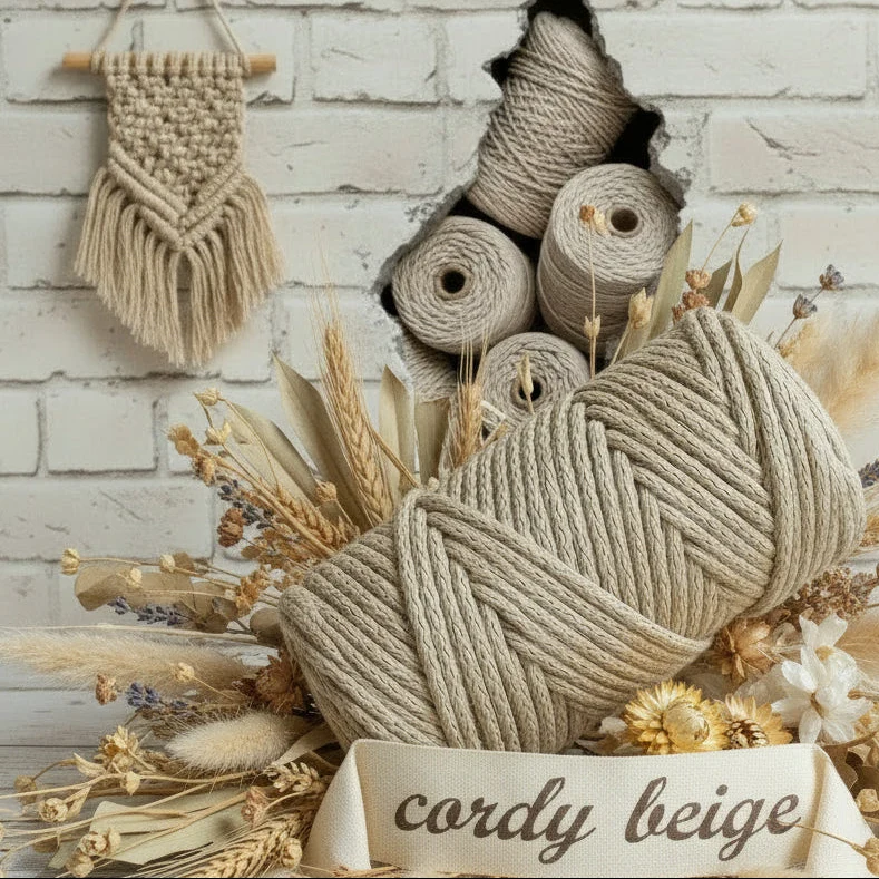Cordino macramè 4 mm per tende borse - corda cotone spago per nodi