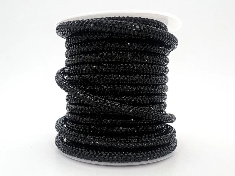 Cordino con strass 6 mm | rocchetto 10 mt