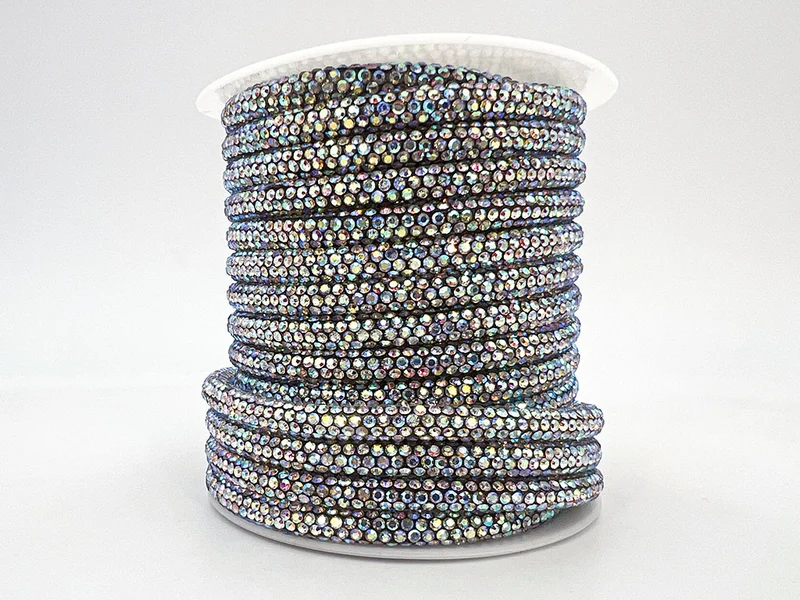 Cordino con strass 6 mm | rocchetto 10 mt
