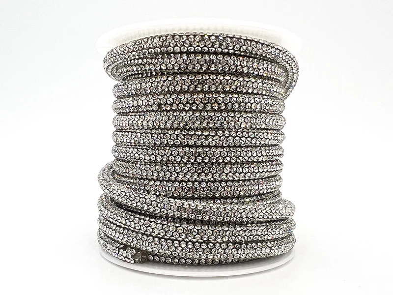 Cordino con strass 6 mm | rocchetto 10 mt