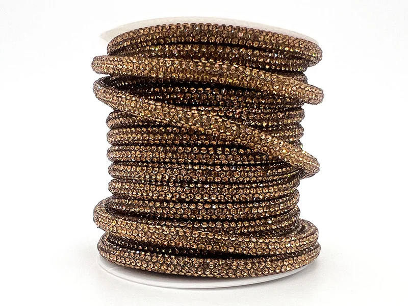Cordino con strass 6 mm | rocchetto 10 mt