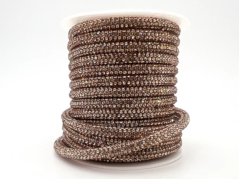 Cordino con strass 6 mm | rocchetto 10 mt