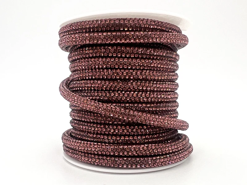 Cordino con strass 6 mm | rocchetto 10 mt