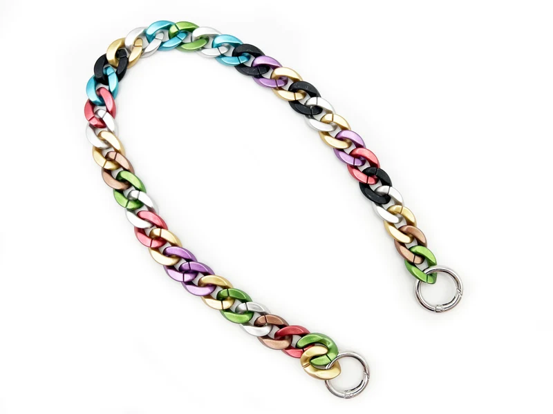 Catena in resina per borse multicolore | 50 cm | con anelli moschettoni