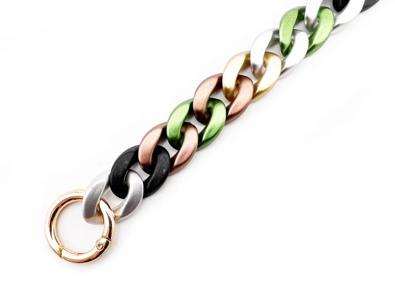 Catena in resina per borse multicolore | 50 cm | con anelli moschettoni