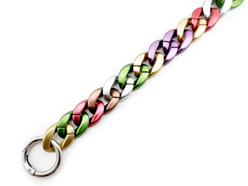 Catena in resina per borse multicolore | 50 cm | con anelli moschettoni