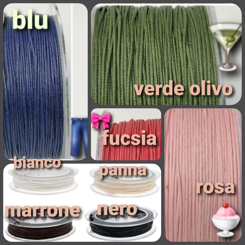 Filo cerato cotone collane cordino bigiotteria laccio bracciali 1 mm