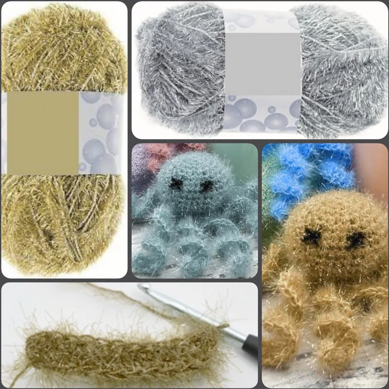 Simil lurex lamè filato spugna lana maglia uncinetto colori Spongy