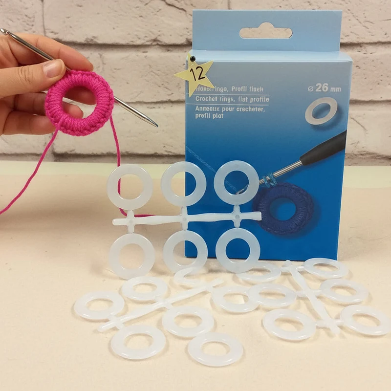 Anelli uncinetto plastica cerchietti da rivestire borse maglia collana