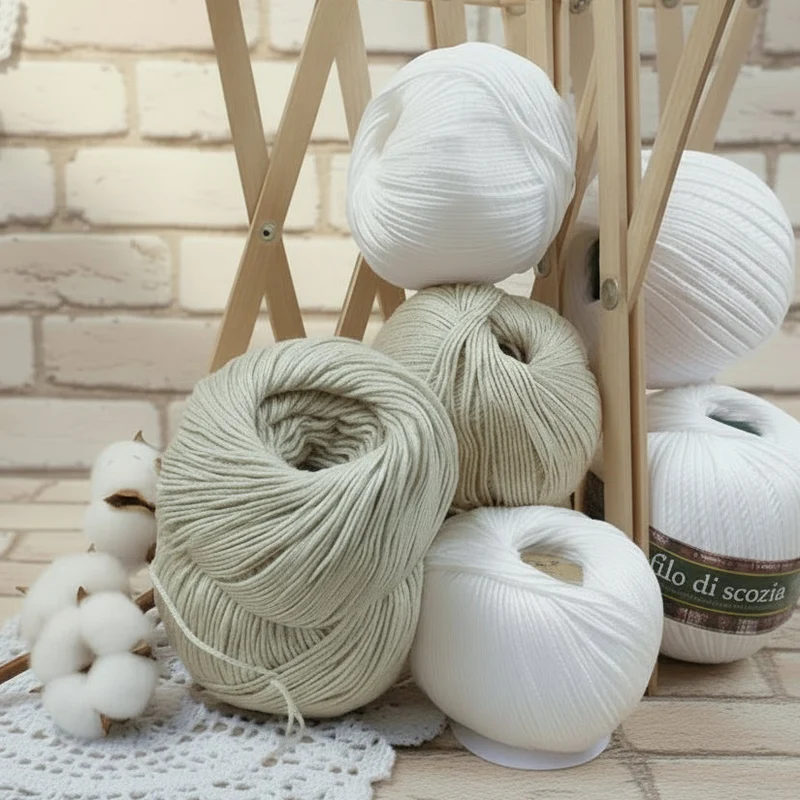 Filo di cotone scozia per uncinetto | filati stock offerta bianco/ecrù