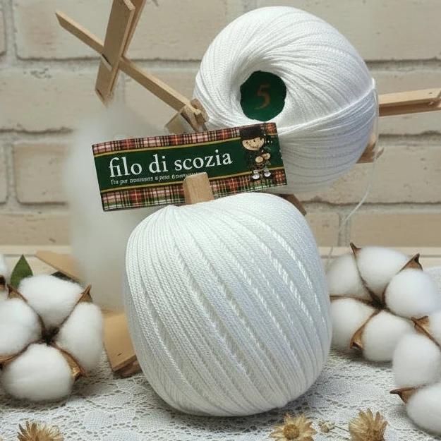 Filo di cotone scozia per uncinetto | filati stock offerta bianco/ecrù