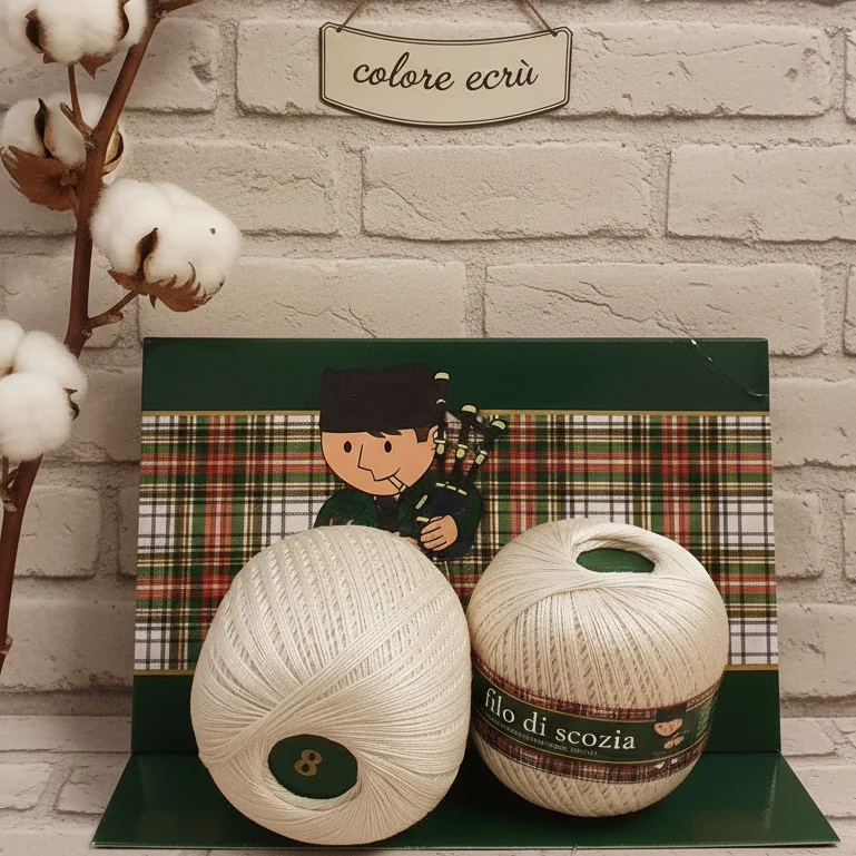 Filo di cotone scozia per uncinetto | filati stock offerta bianco/ecrù