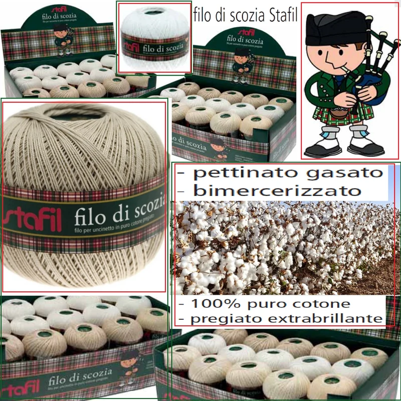 Filo di cotone scozia per uncinetto | filati stock offerta bianco/ecrù