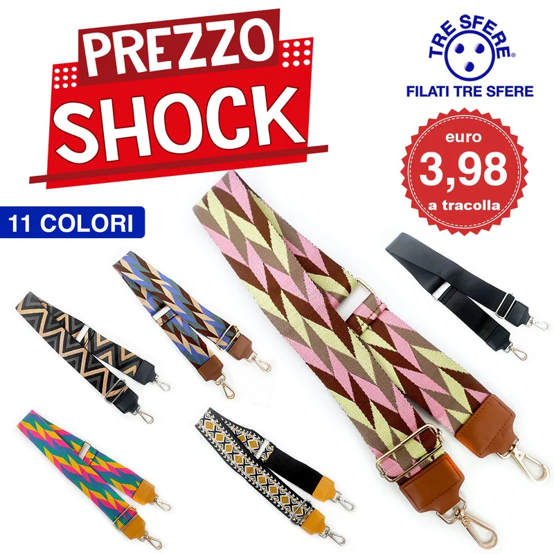 Tracolla per borsa larga 5 cm in poliestere regolabile | cf 1 pz