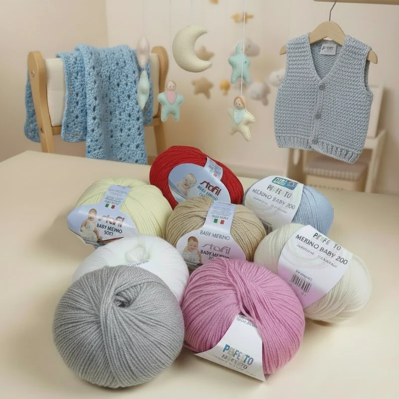 Lana merino neonato per copertine uncinetto lavori maglia bambini