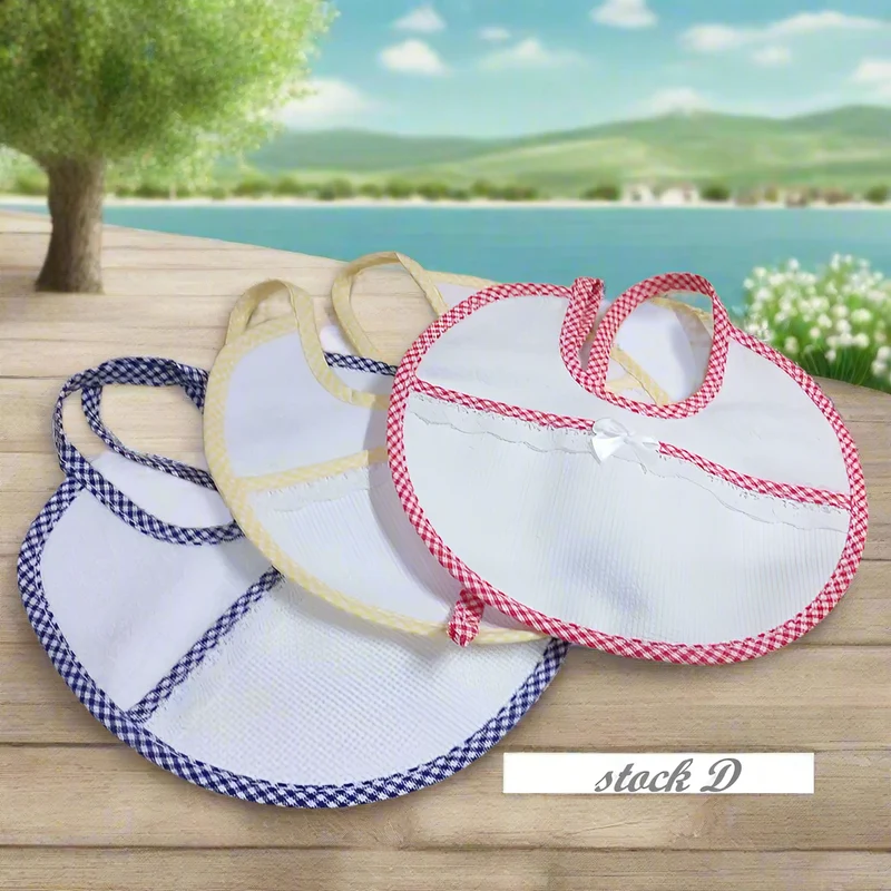 Stock prezzi offerta 3 bavaglini punto croce e ricamo per bambini