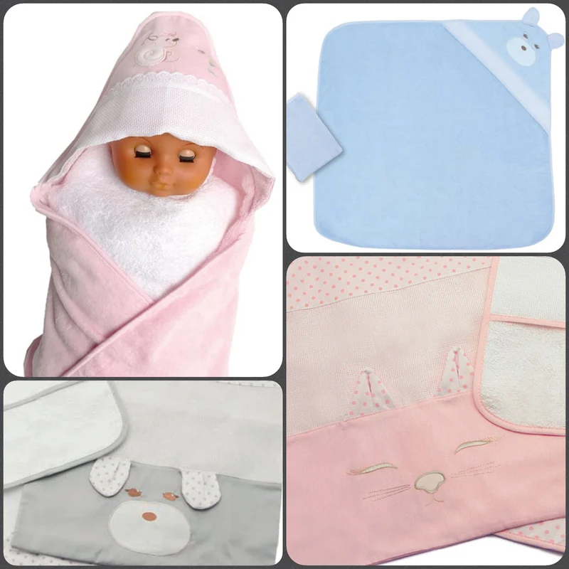 Accappatoio babycape per ricamo e punto croce di bambini neonati