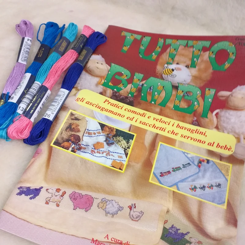 Ricamo punto croce manuali lavori per bambini neonati casa quadretti