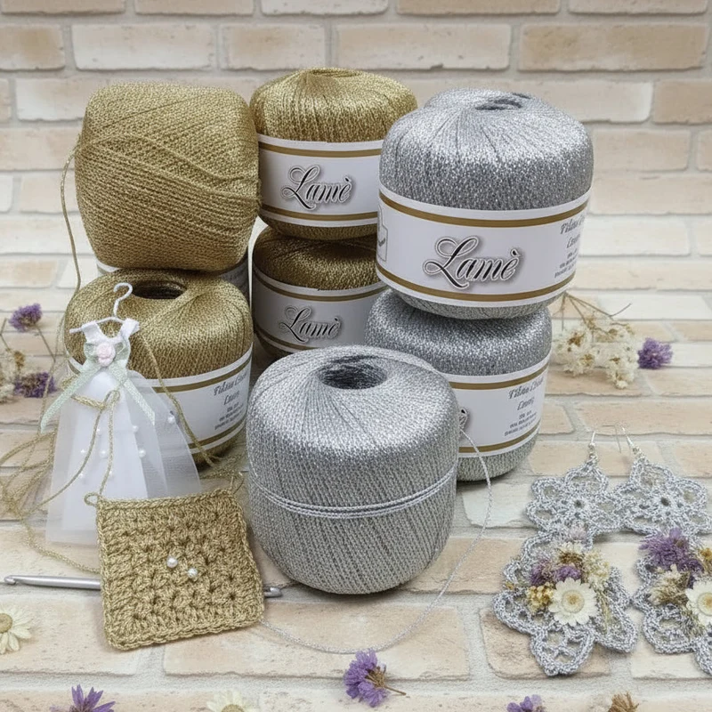 Filati lamé lurex filo argento oro per lavori maglia uncinetto 2.5-3