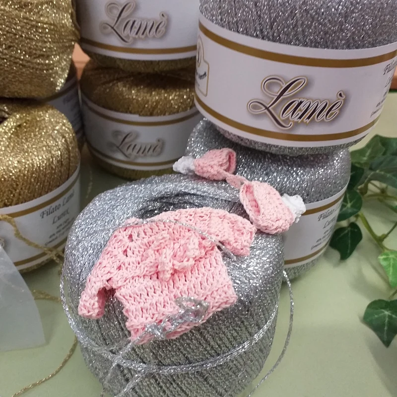 Filati lamé lurex filo argento oro per lavori maglia uncinetto 2.5-3