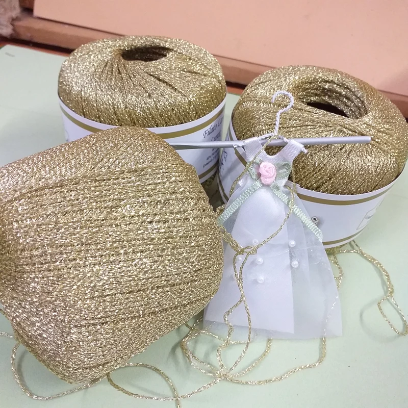 Filati lamé lurex filo argento oro per lavori maglia uncinetto 2.5-3