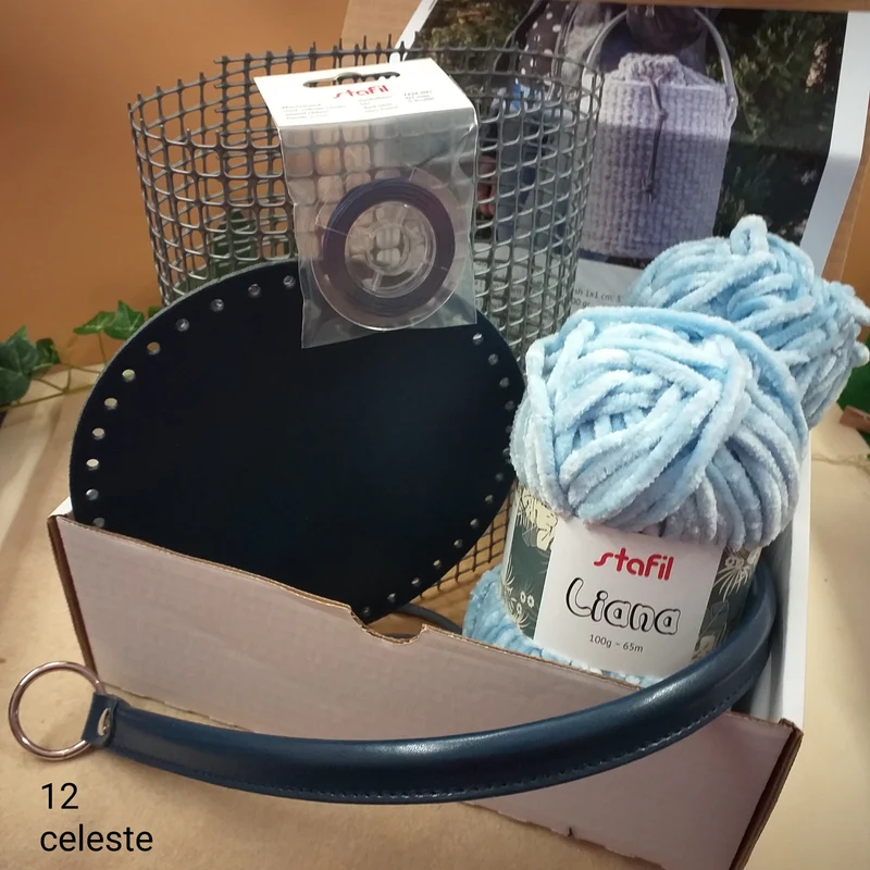 Kit borse uncinetto fettuccia ciniglia accessori ecopelle, spiegazioni